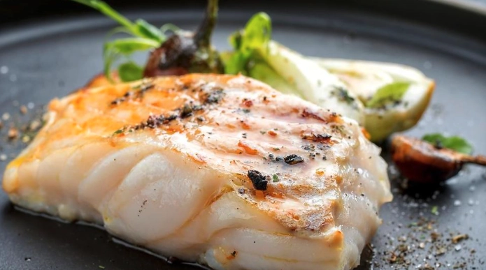 Seared Cod With Herb Vinaigrette, Charred Tender Stem Broccoli, Lime Coriander Rice