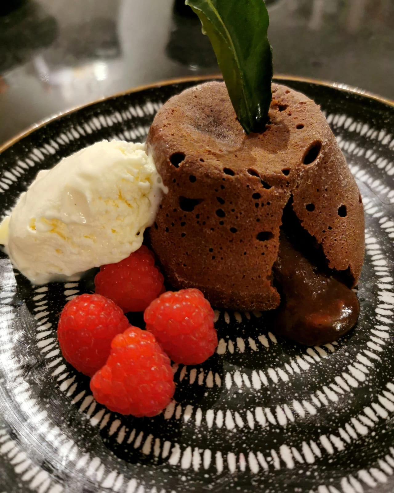 Chocolate Fondant And Vanilla Ice Cream (V)