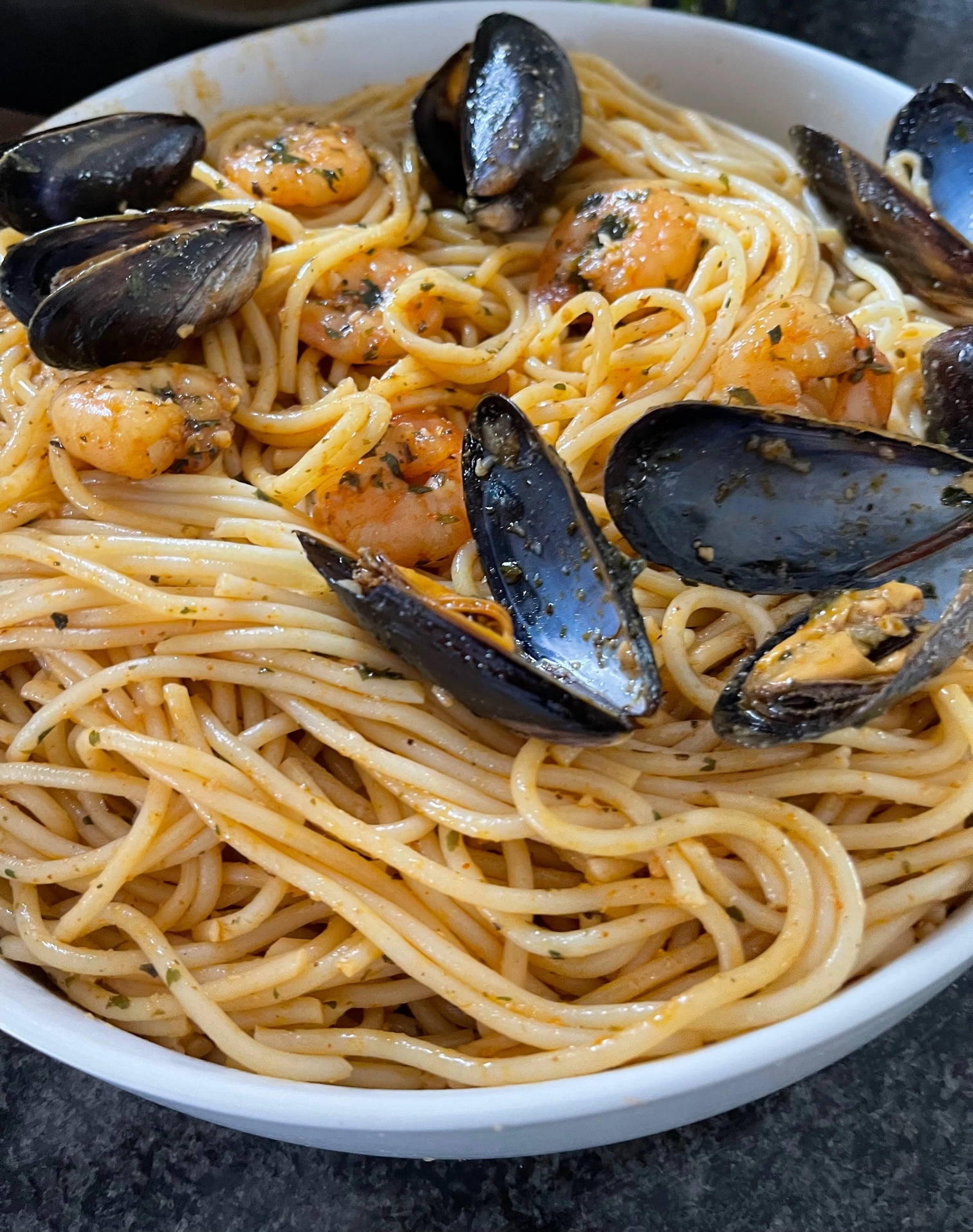 Seafood Spaghetti (Mussels, Prawns, Squid)