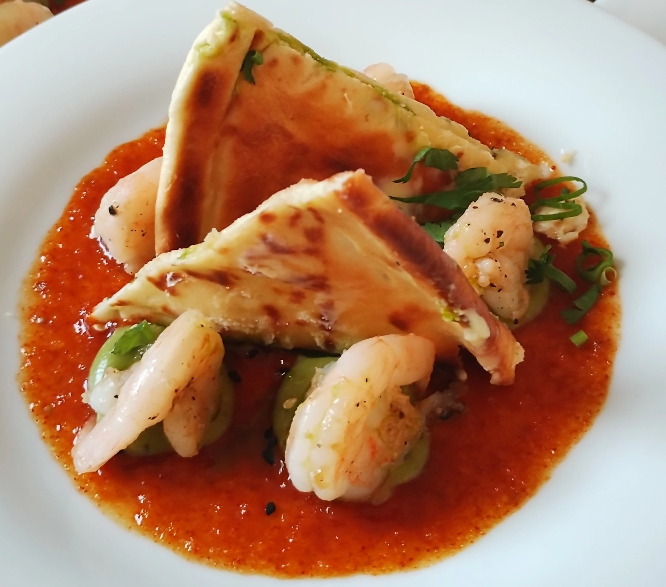 King Prawns,Quacamole,Sweet Chilli Jelly, Naan