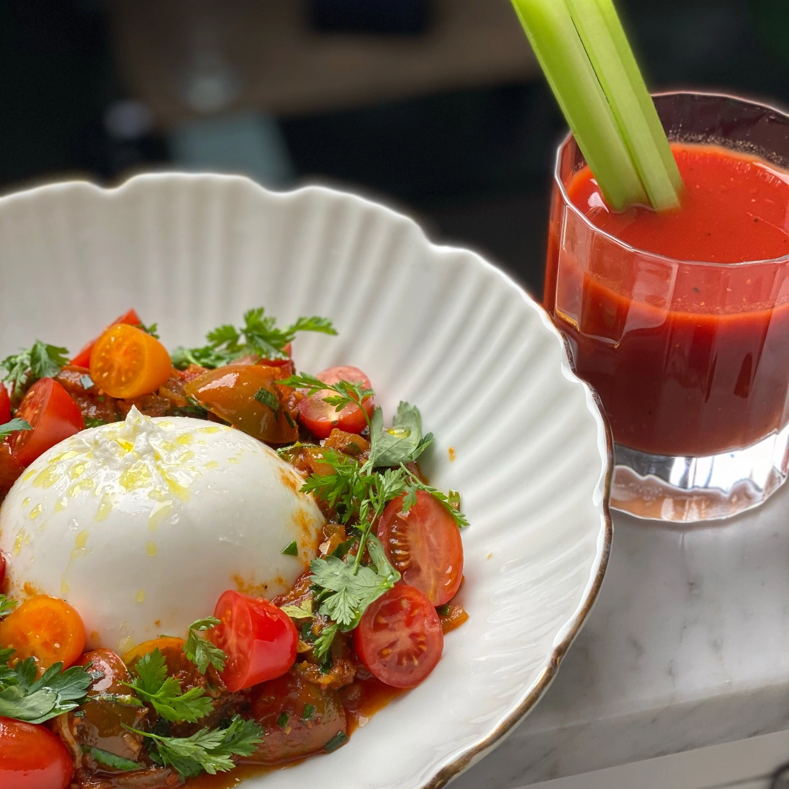 Smoked Chorizo And Burrata Baked Eggs
