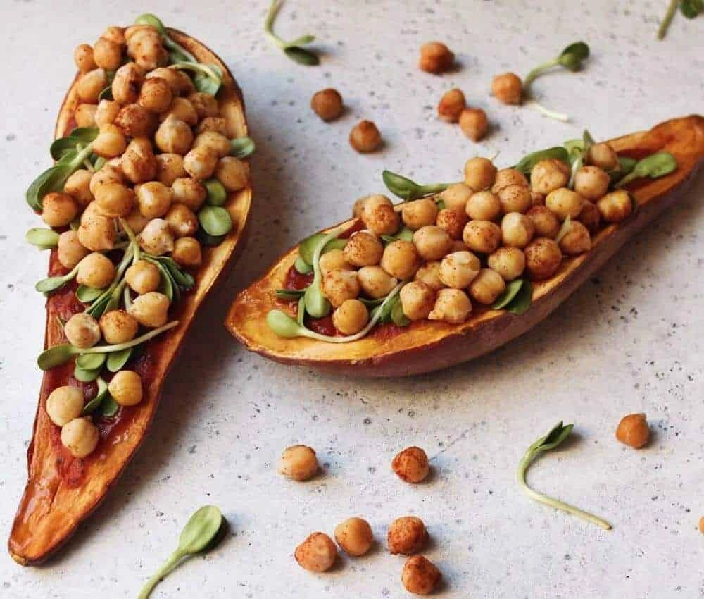 Chickpea And Sweet Potato Boats