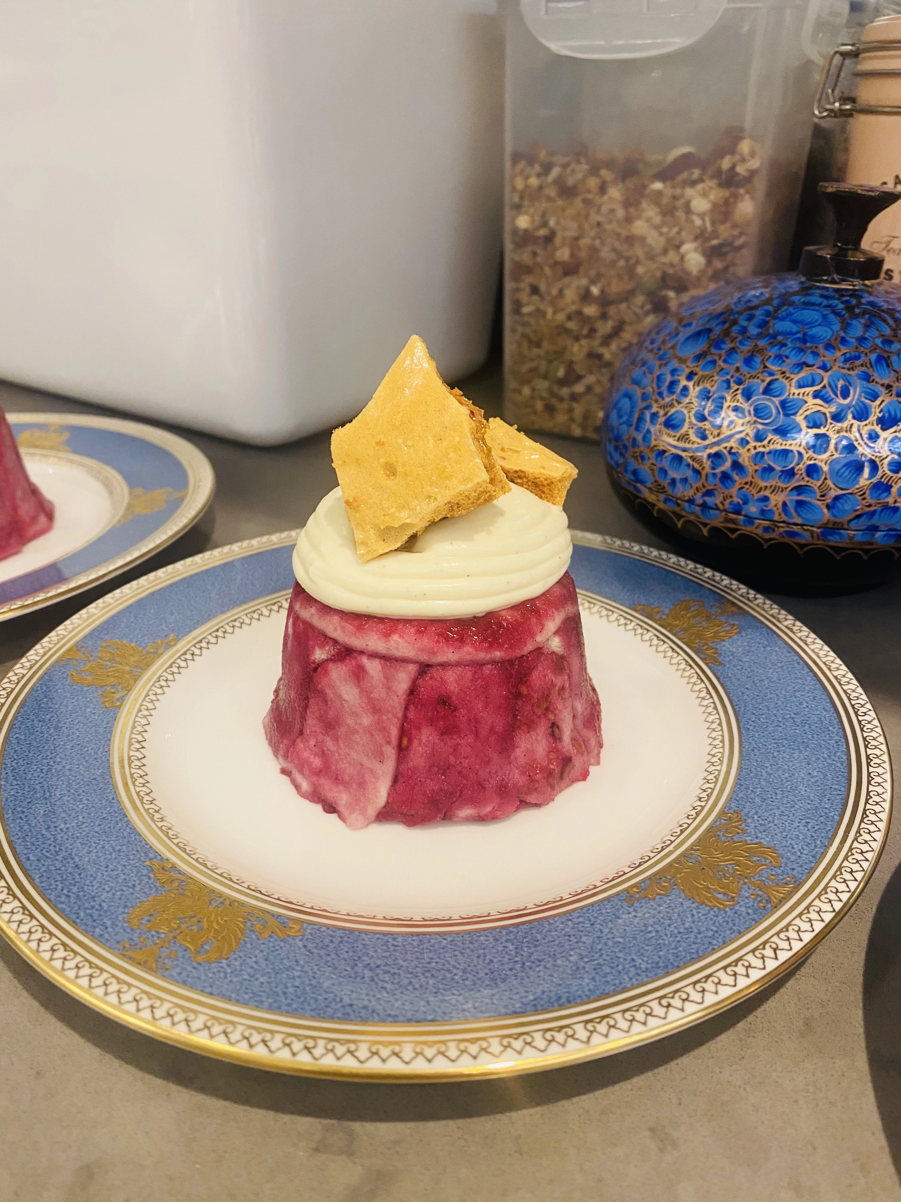 Summer Berry Pudding, Crème Anglais, Honeycomb