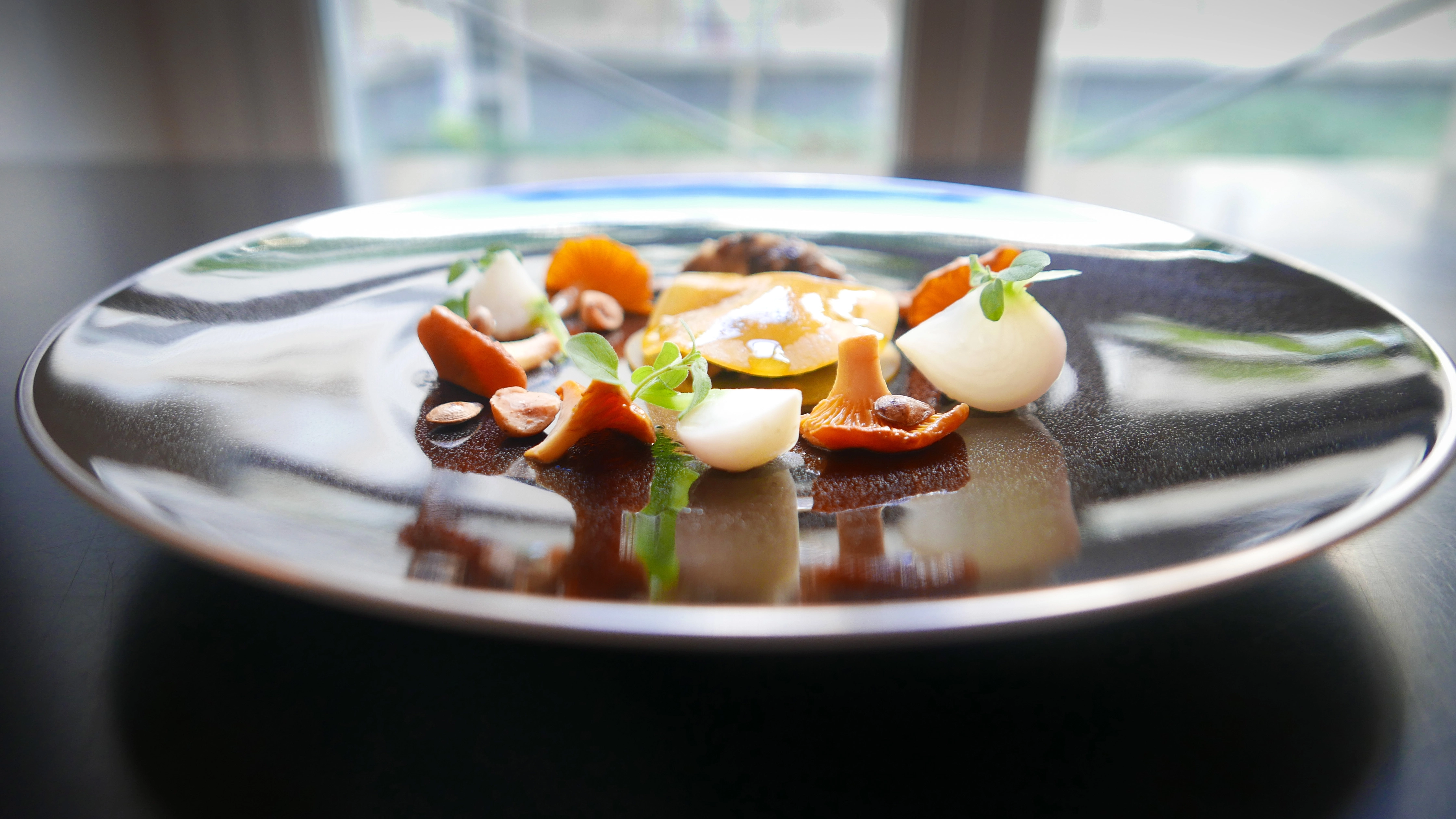 Butternut Squash Ravioli, Hazelnut And Wild Mushrooms With A Thyme And Rosemary Cappuccino