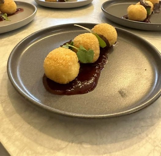 Slow Cook Lamb, Nduja Croquettes , Red Pepper Chutney, Micro Herbs (Most Popular)