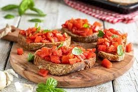 Grilled Bruschetta Garlic, Cherry Tomatoes And Basil (Vegan)
