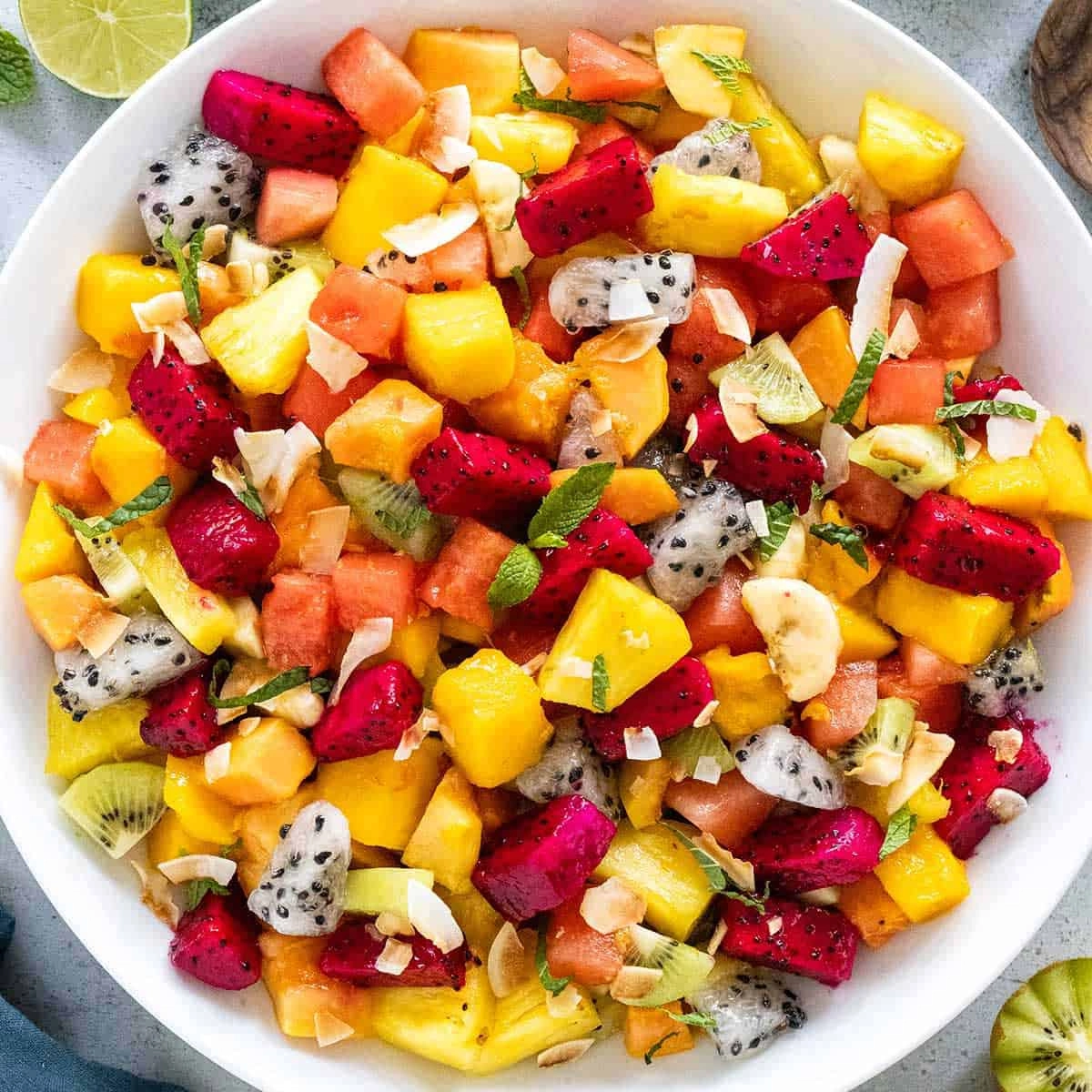 Exotic Fruit Salad And Doughnuts