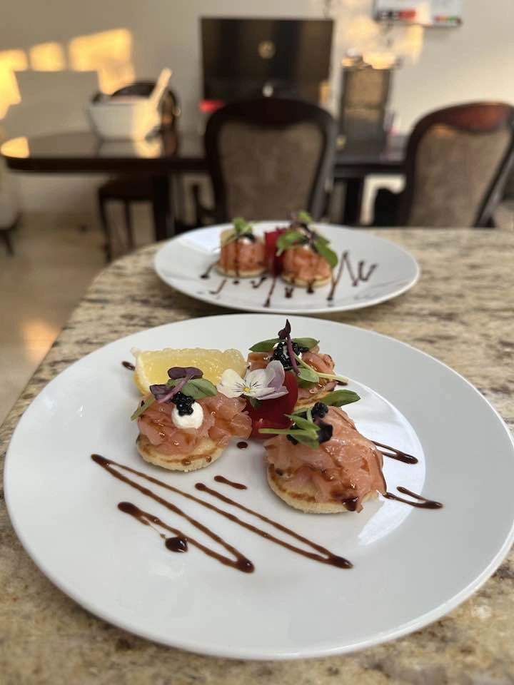 Smoked Salmon & Cranberry Jam Roses Topped With Caviar