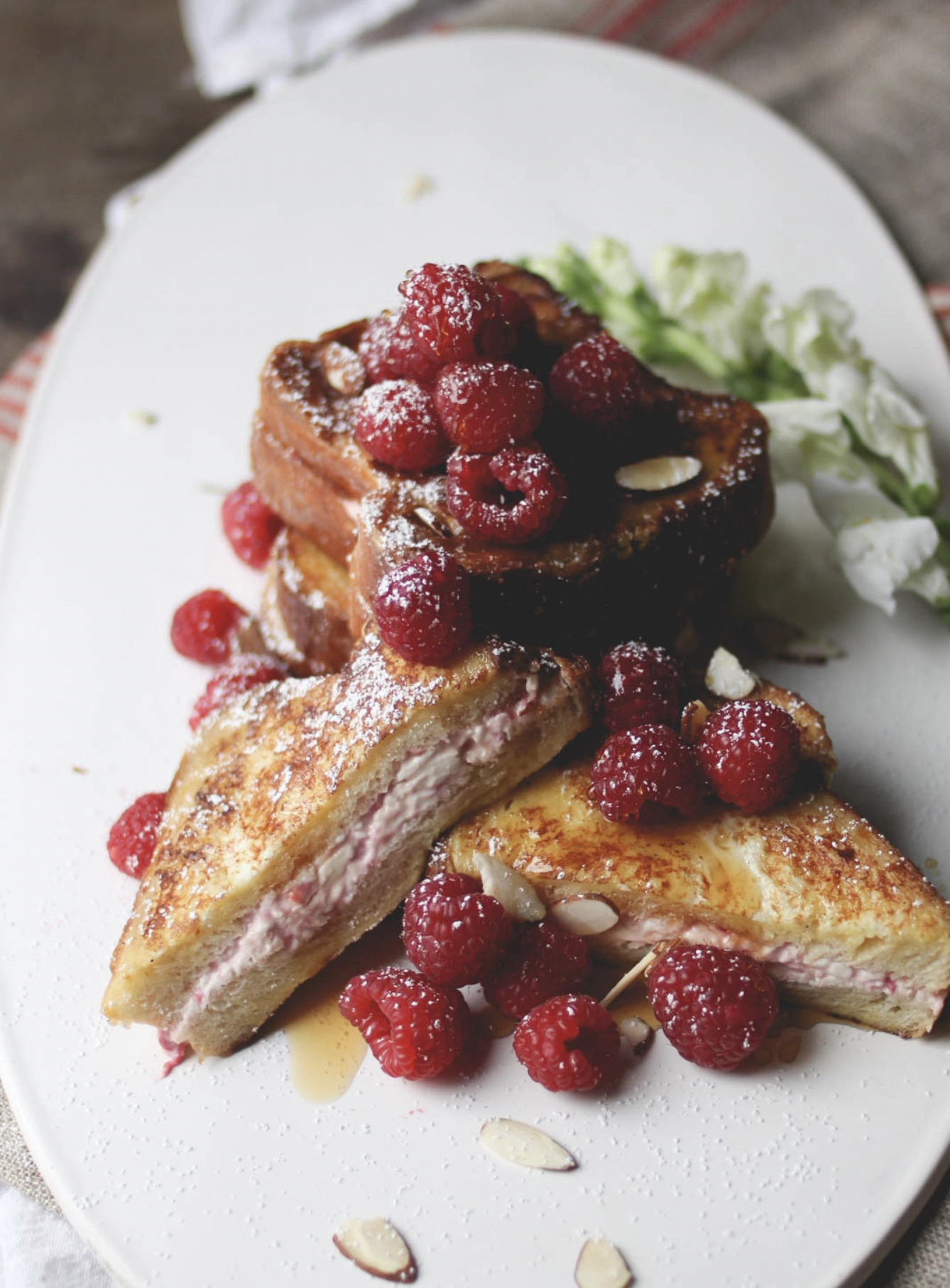 Raspberry Brioche Stuffed French Toast (V)