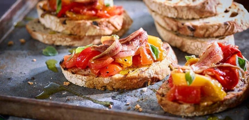 Pincho De Pimiento Y Anchoa Bruschetta