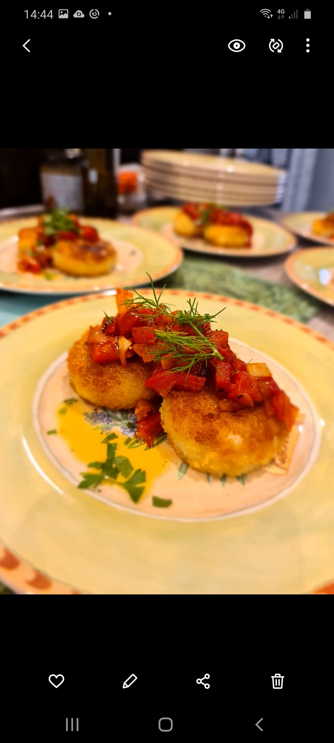 Crab Cakes, Caviar, Cherry Jam & Tomato/ Pepper Concasse