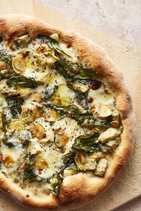 Pizza With Asparagus And Artichoke Pesto (V)