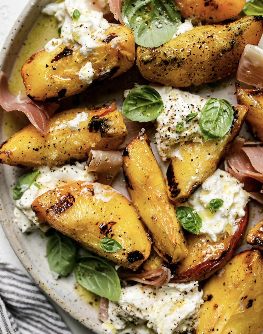 Grilled Peach, Burrata & Proscuitto Salad