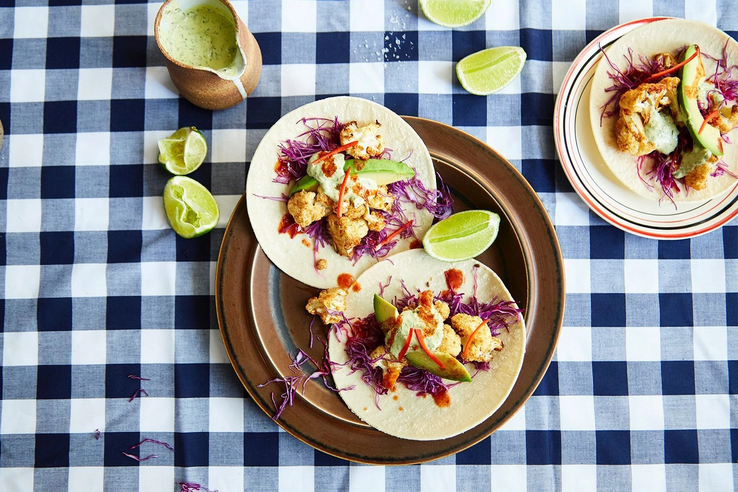 Roasted Cauliflower Tacos With Green Goddess Tahini Sauce
