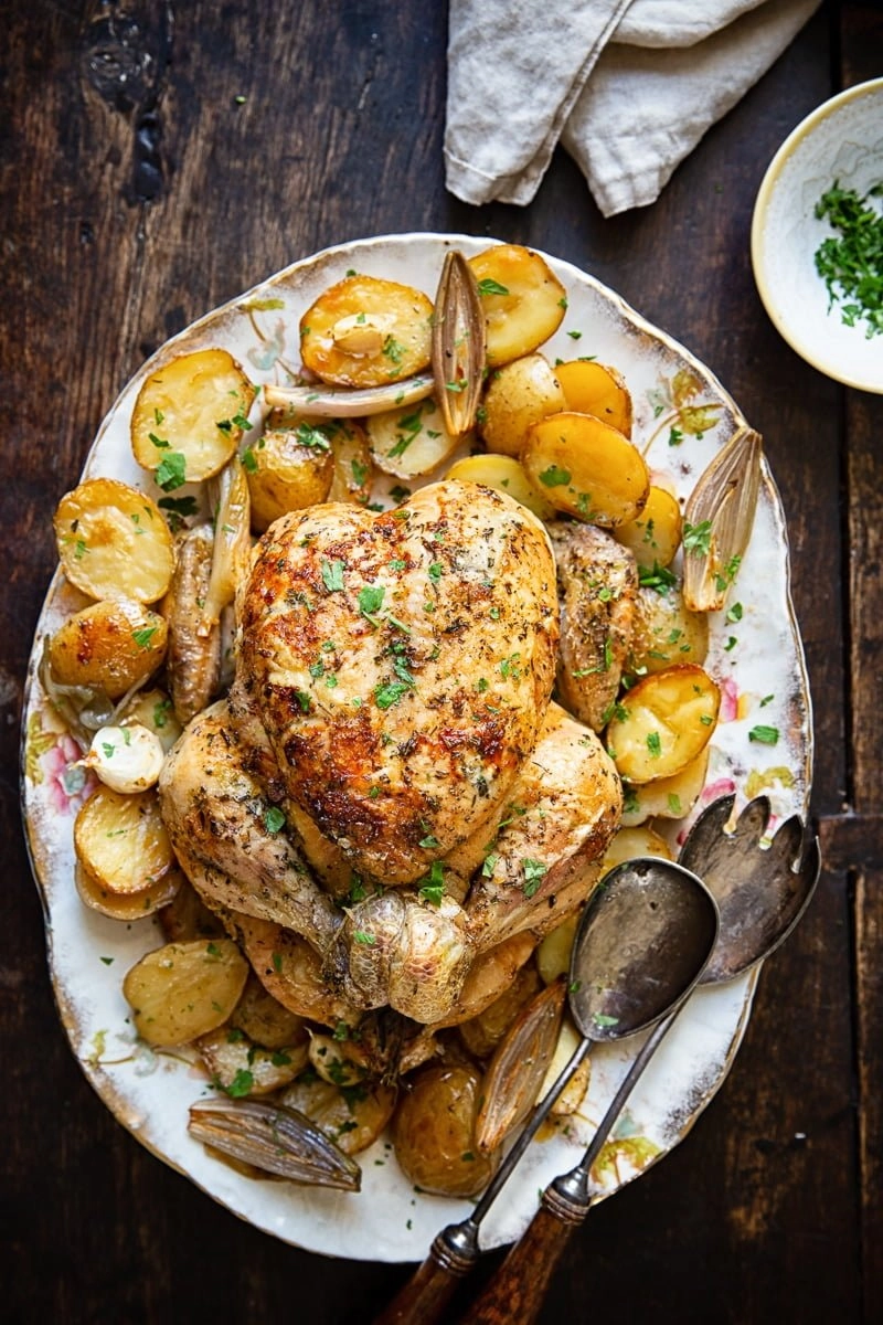 Lemony Roasted Chicken With Thyme, Garlic And Rosemary