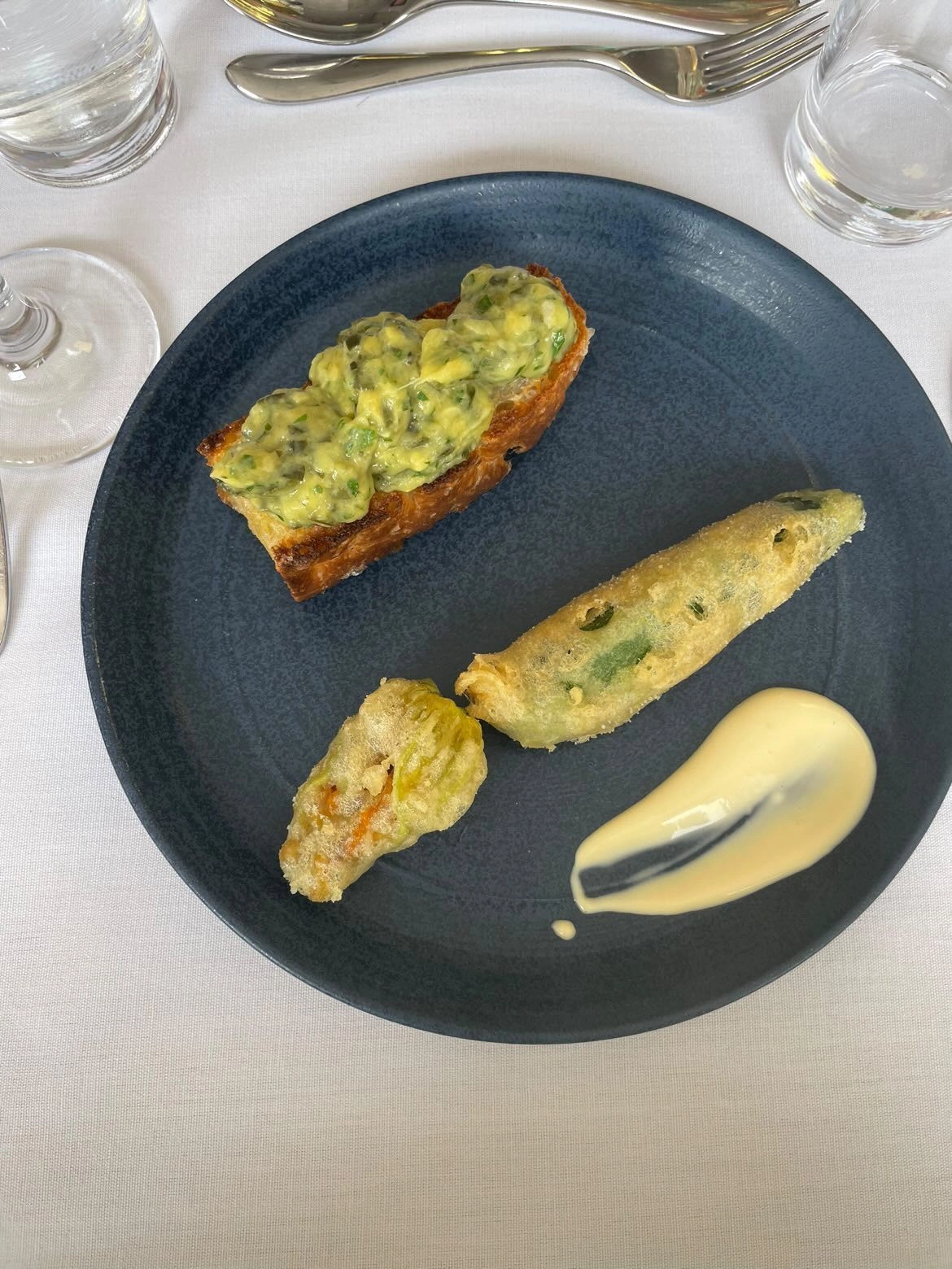 Lemon And Ricotta Stuffed Tempura Courgette Flowers