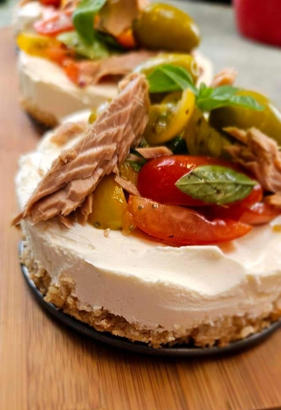 Frisella' Savoury Cheesecake With Tuna, Olives, Anchovies, Tomatoes Caponata