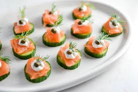 Smoked Salmon Bites With Lemon Yogurt Herbs And Cucumber (Gf)