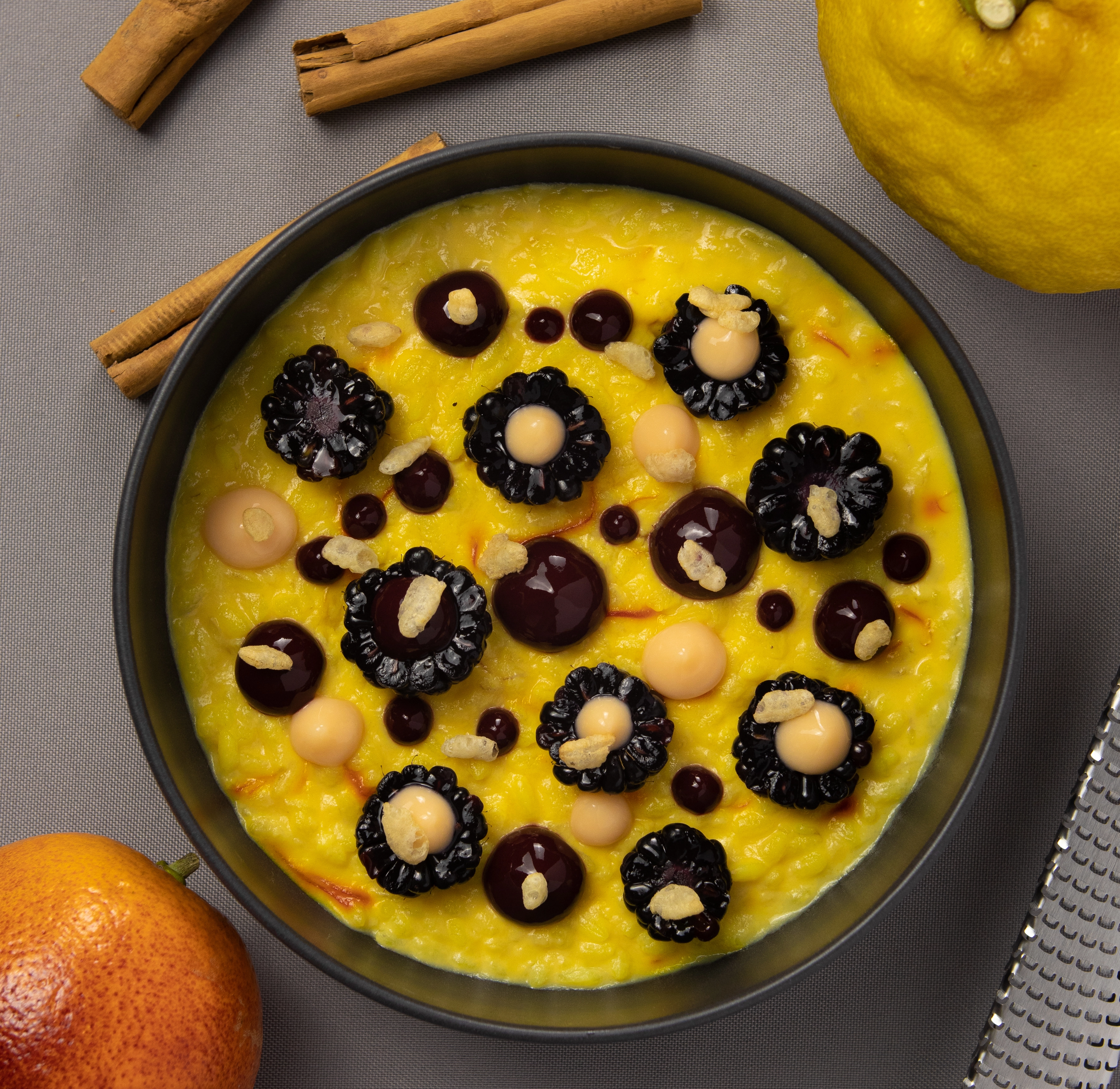 Saffron Rice Pudding, Blackberry And Orange