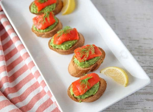 Citric Smoked Cured Salmon, Spicy Avocado Butter In Crostini Sourdough