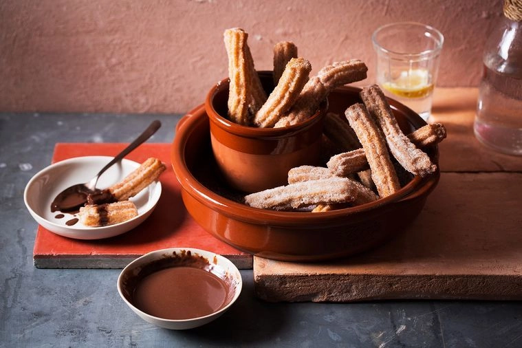 Churros With Salted Caramel Chocolate Sauce