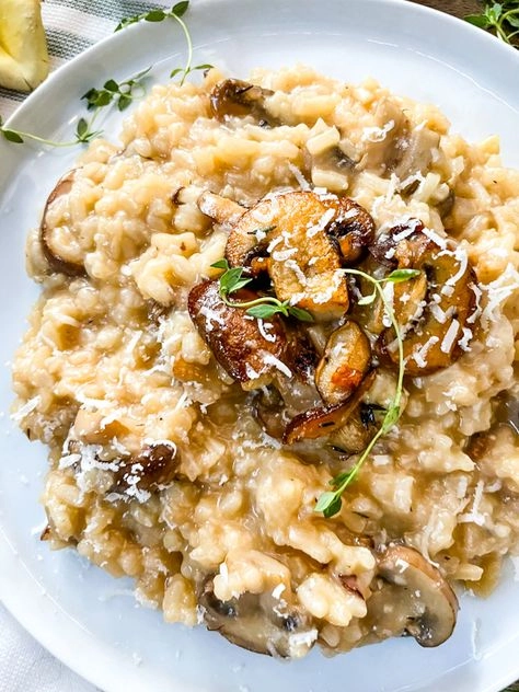 Mushroom Risotto With White Wine And Almond 'Parmesan'