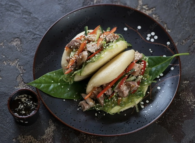 Prawns Tempura And Curry Spicy Cabbage Bao Bun