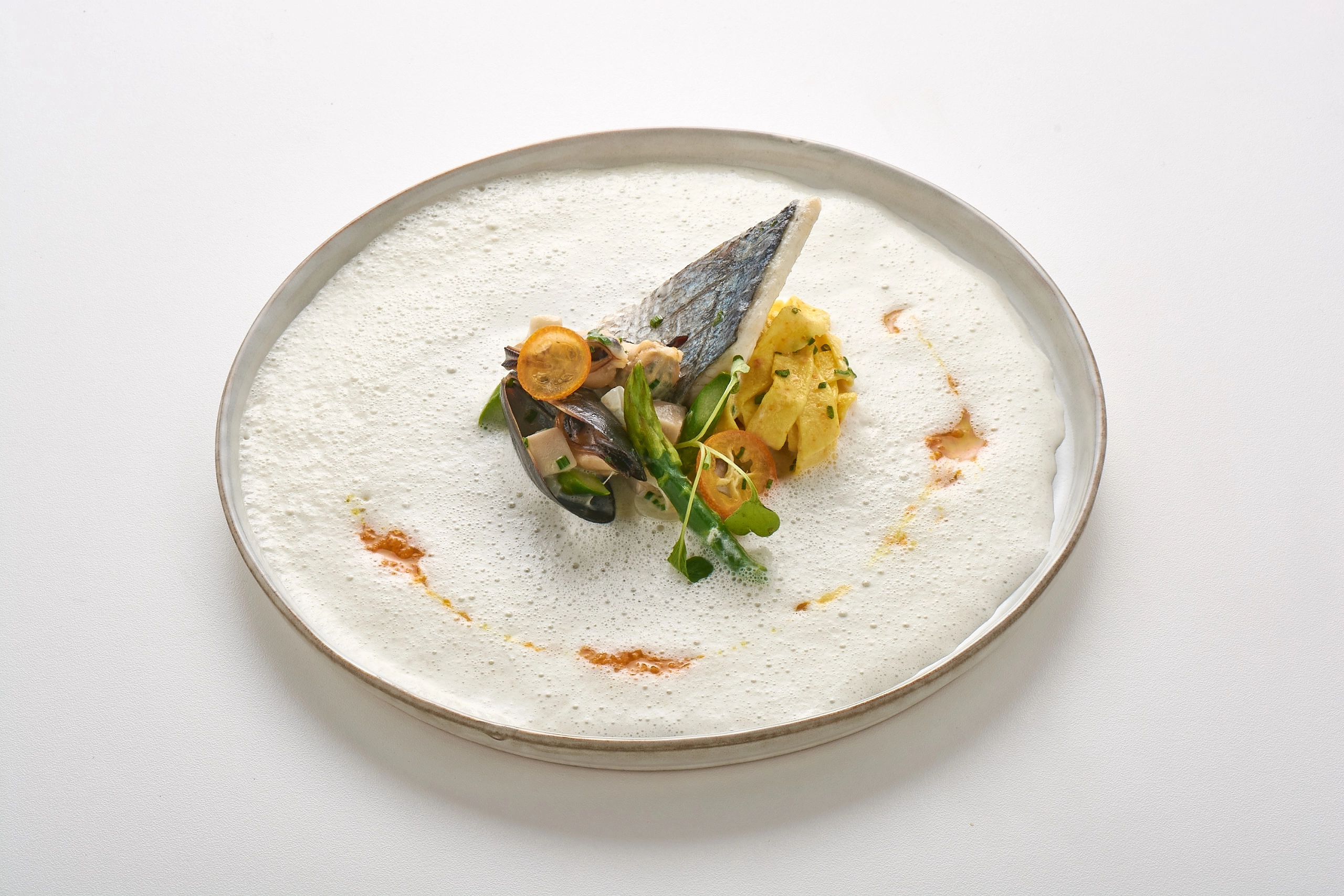 Poached Sea Bream In A Lemongrass Braisage, Scallops And Cornish Crab