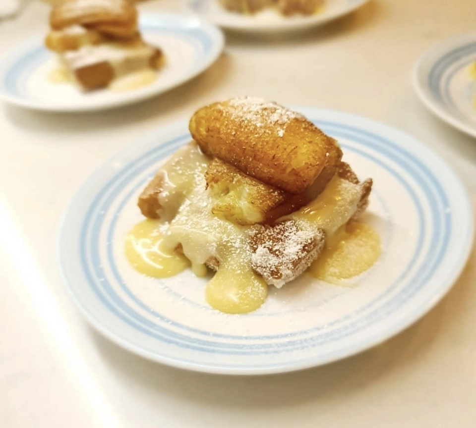 Cinnamon Churros With Caramelised Banana With Dark &  White Chocolate Sauce 