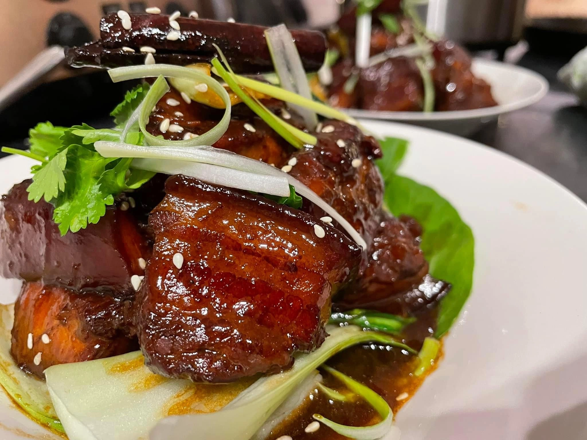 Chairman Mao’s Dark Braised Pork Belly With Pak Choi