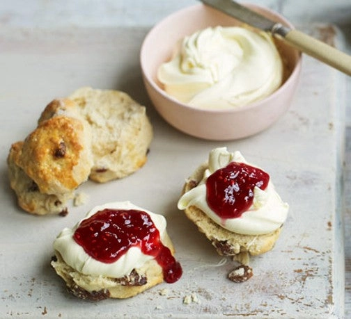 Fruity Scones, Served With Jam And Clotted Cream