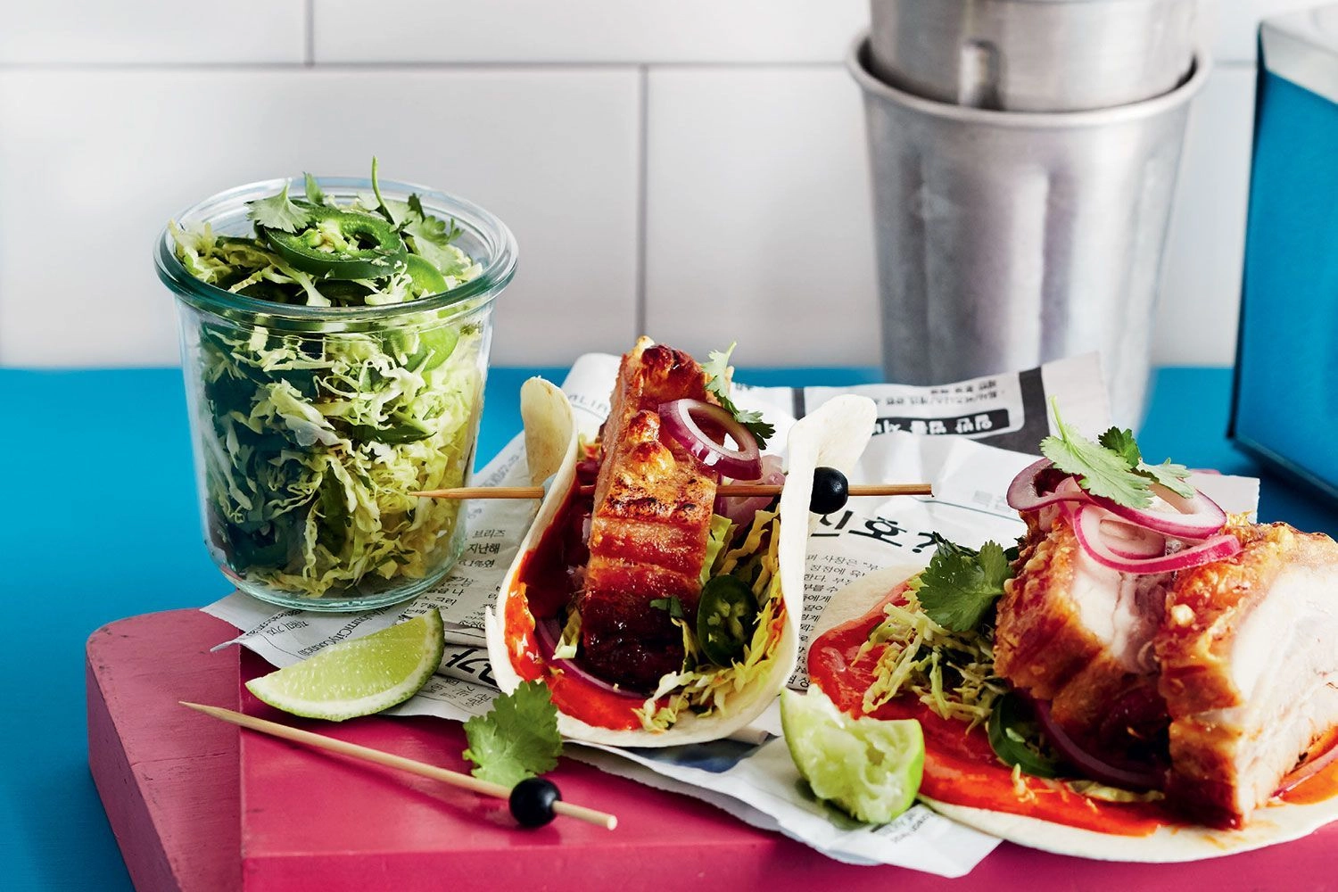 Chipotle Pork Belly Tacos With Gochujang Mayo