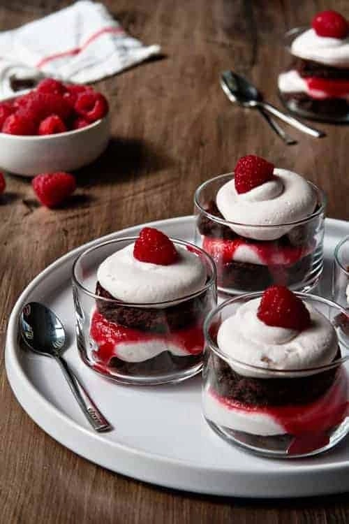 Brownie Trifles With Raspberry Sauce