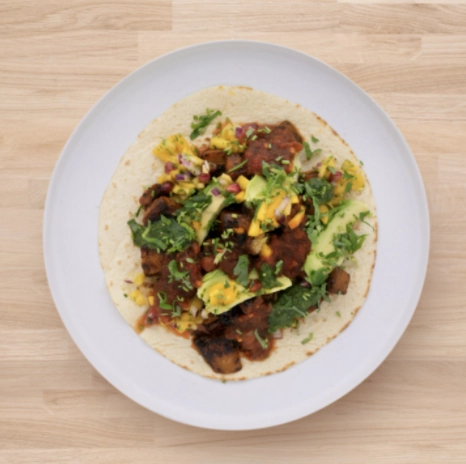 Smoked Aubergine Tacos With Mango Salsa (V/Ve)