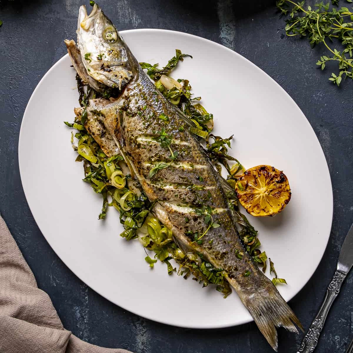 Whole Roasted Lavraki (Sea Bass)