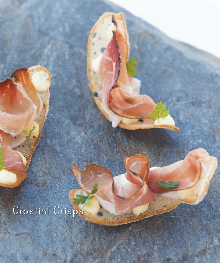 Crostini Parmesan Crisps: “With San Marzano Tomatoes”