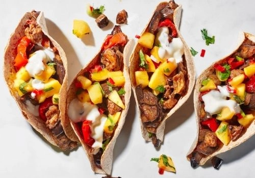 Smoky Aubergine Tacos With Mango Salsa (Ve)