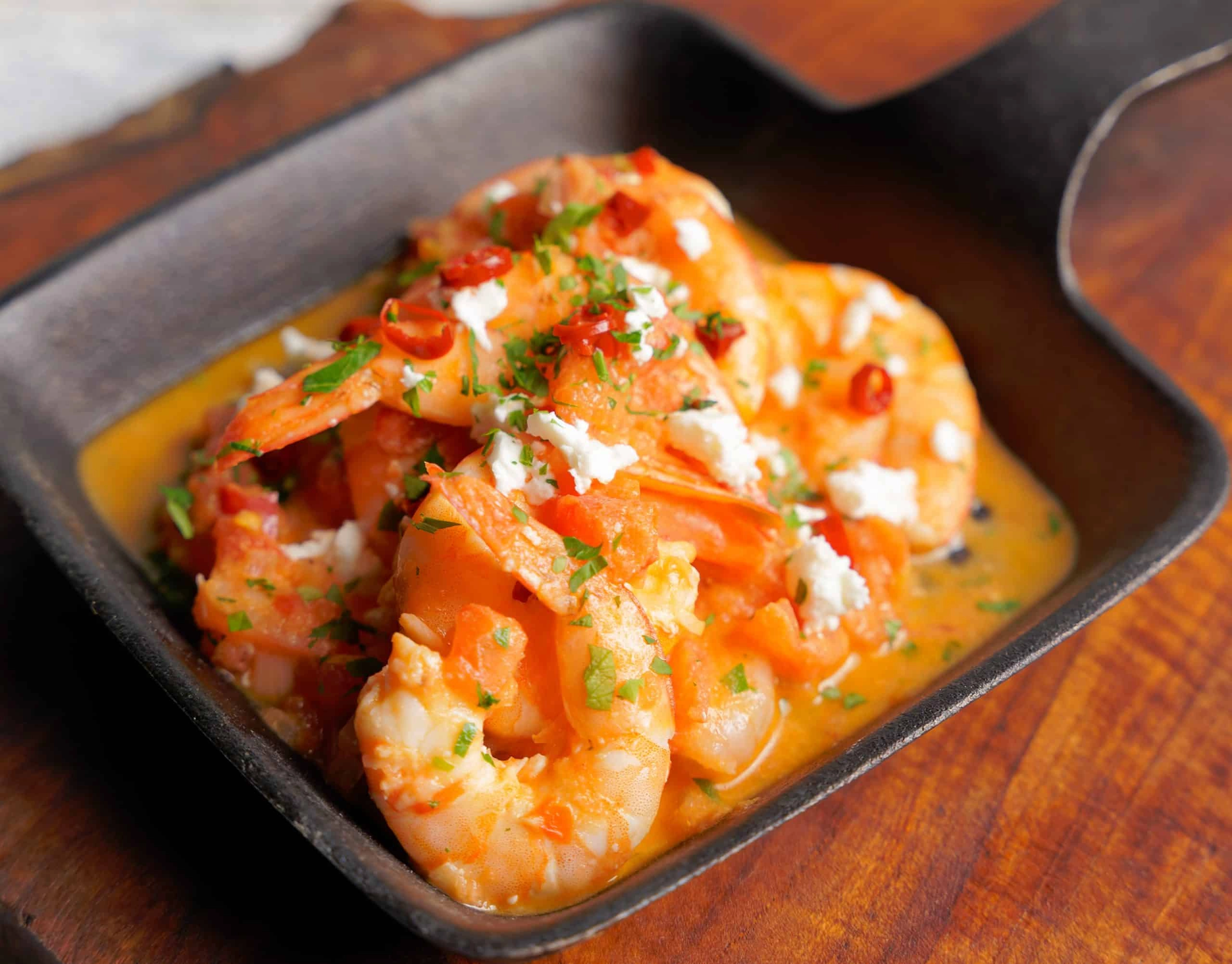 Tiger Prawns Cooked Into Rich Tomato Sauce, Braised Fennel And Crumbled Feta 