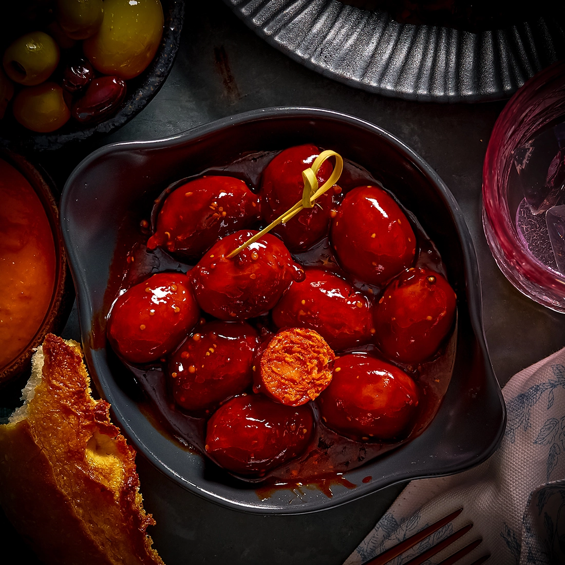 Cider-Braised Mini Chorizo