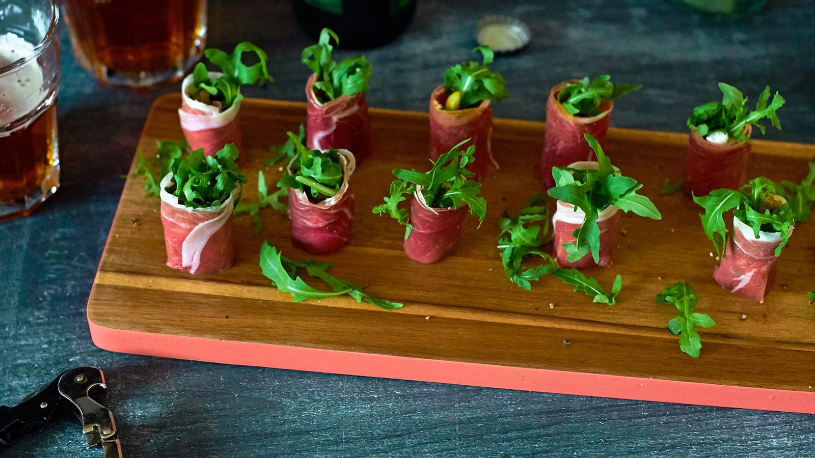 Parma Ham, Goats’ Cheese And Rocket Canapés (Gf)