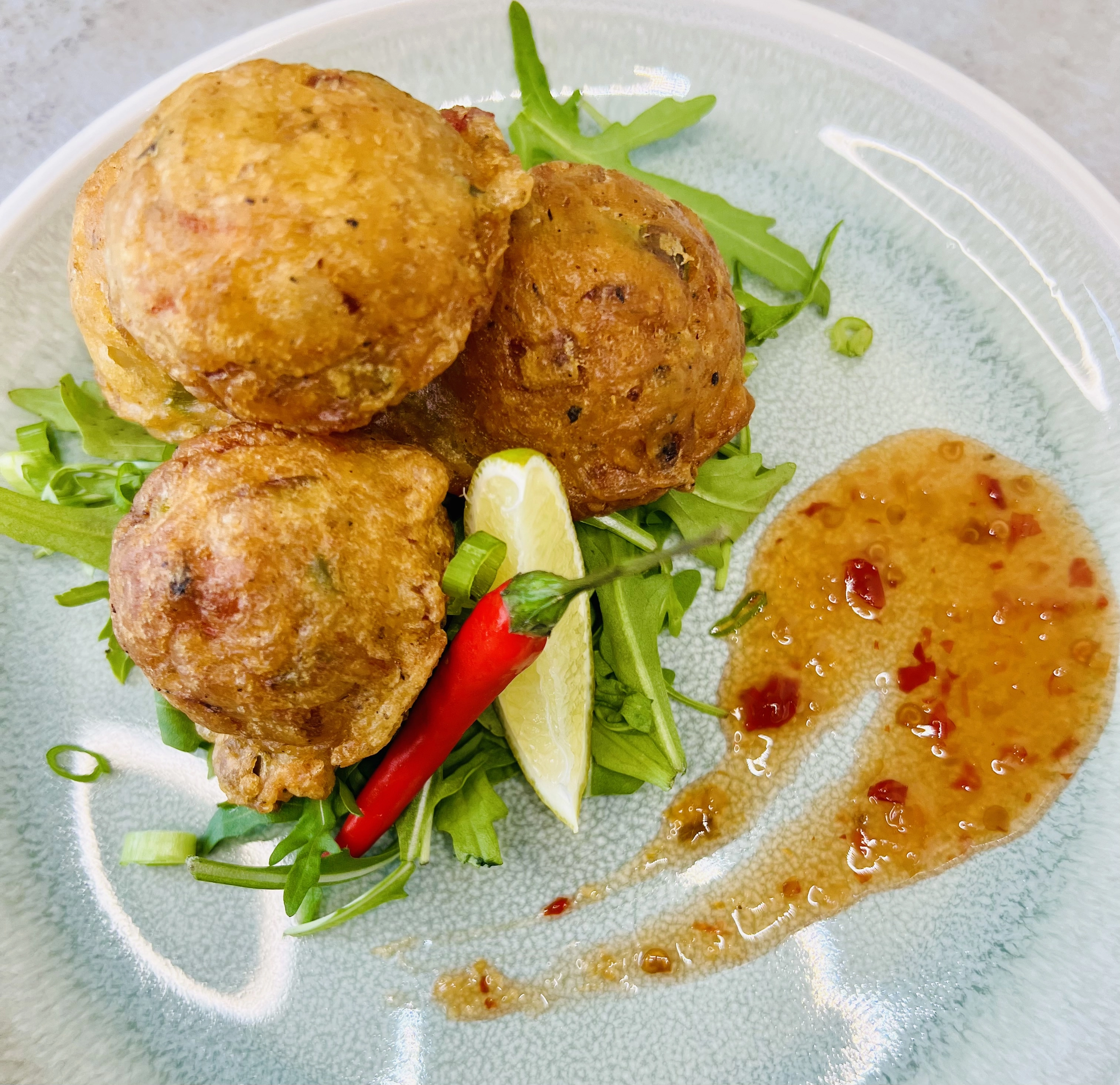 Saltfish Fritters With Mango Chutney Dip