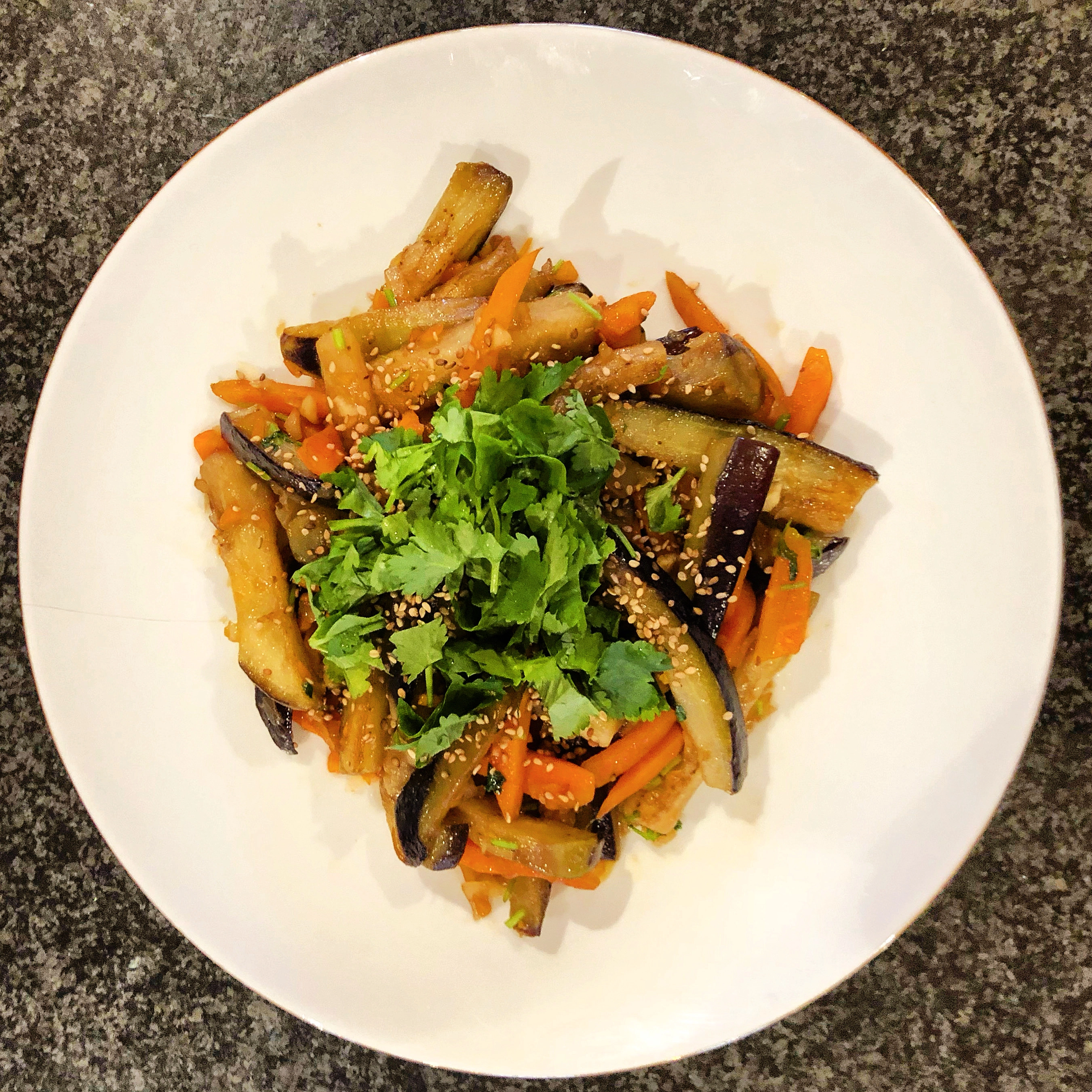 Stir Fried Chilli Sesame Aubergine (Ve)