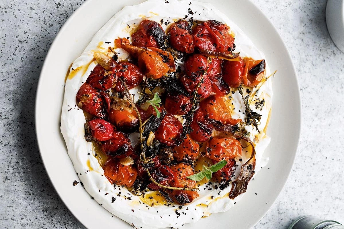 Charred Cherry Tomato With Cold Yoghurt (V)