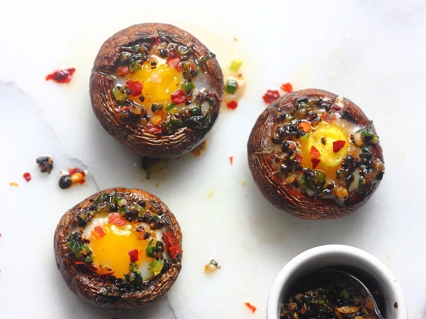 Truffle And Mushroom Duxel With Poached Quail Eggs