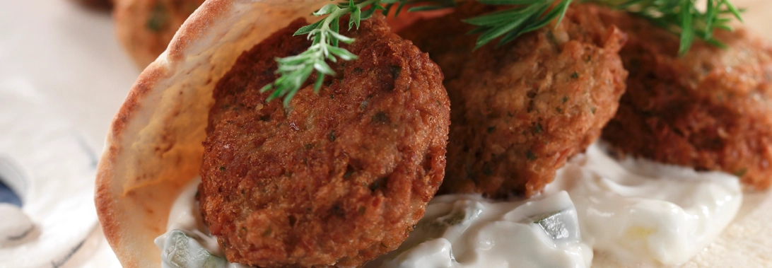 Mix Lentils Falafel, Saffron Tzatziki, Harissa Flatbread