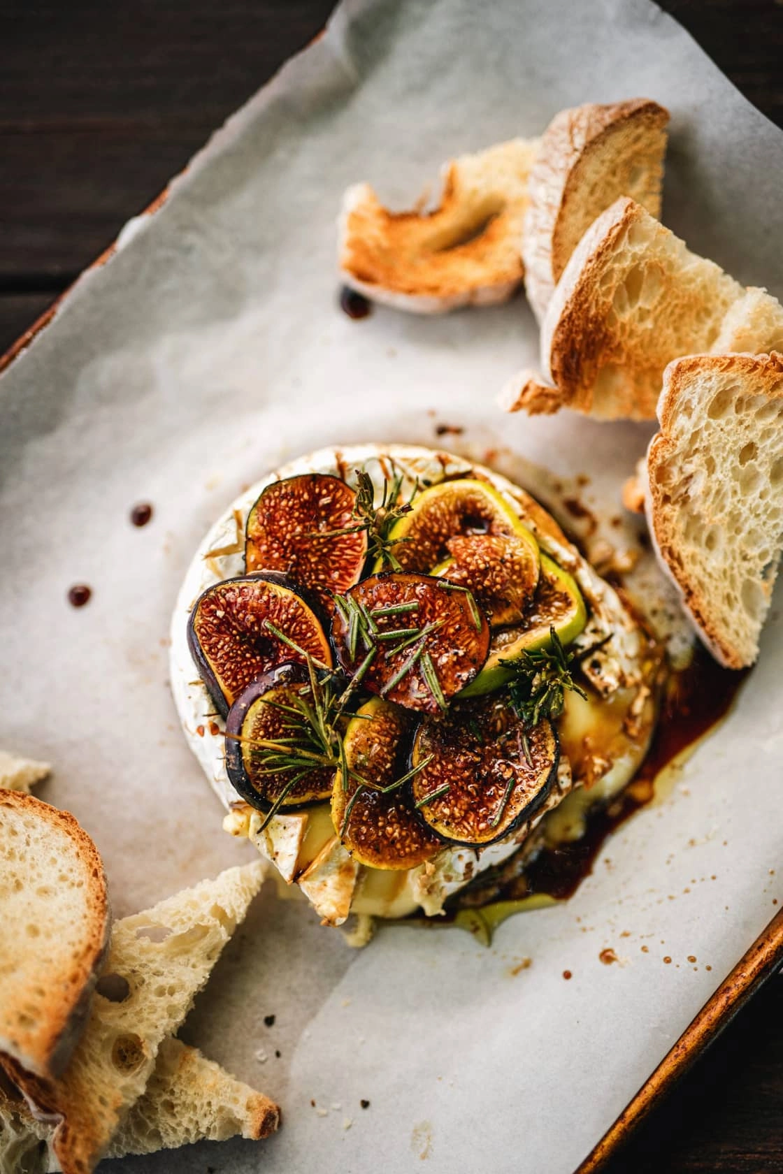 Baked Camembert With Balsamic Figs, Crispy Prosciutto And Onion Relish
