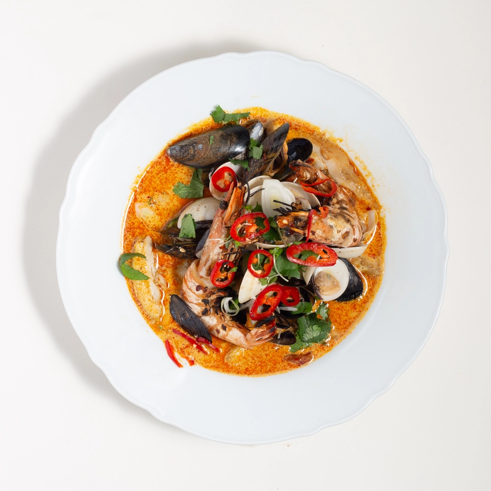 Chicken & Prawn Laksa With Muscles & Clams