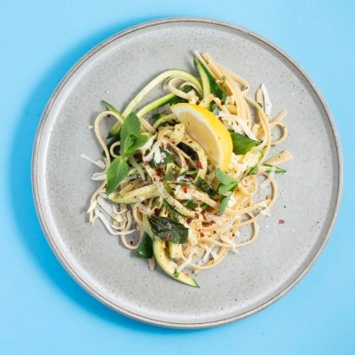 Lemon And Mint Courgette Linguine- Vegan