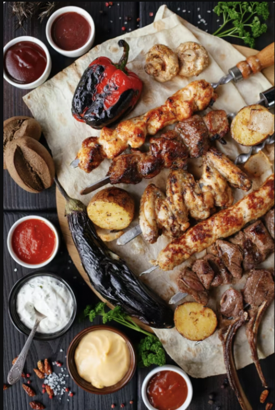 Smoky BBQ Burgers and Salads