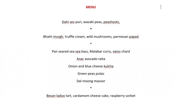 Chef Parminder S's Fine Dine Indian Style menu image